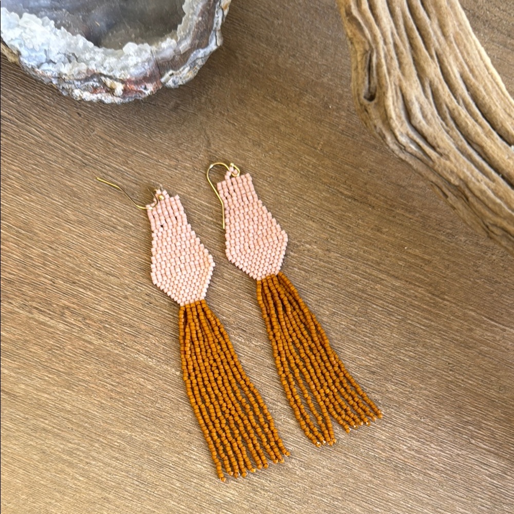 Tulip Fields Beaded Fringe Earrings